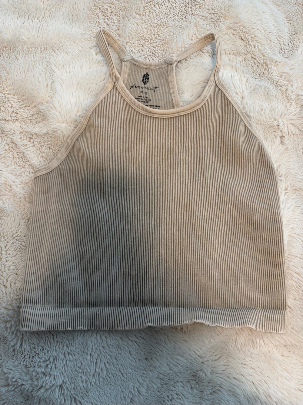 FP Movement by Free People Beige Ribbed Crop Tank